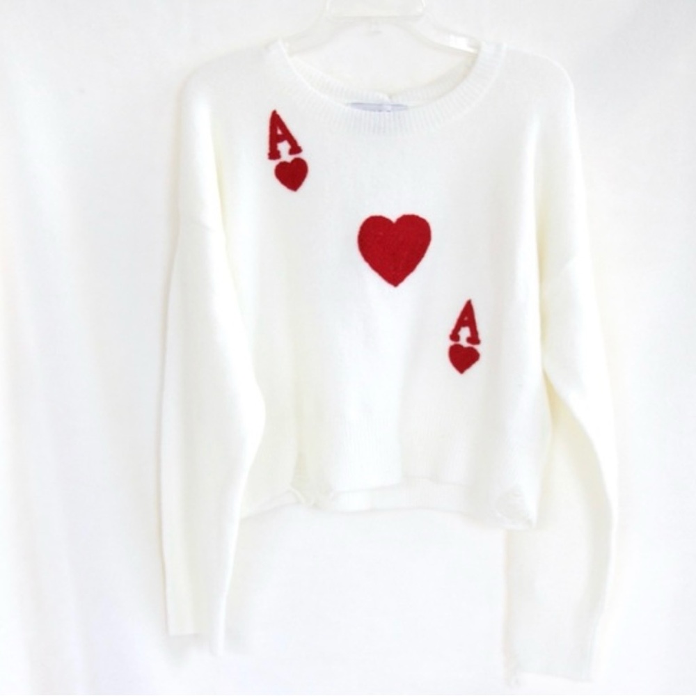 Wildfox Ace Of Hearts Sweater, Sz Small
